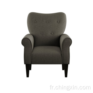 Chaise d&#39;accent armé en tissu brun boutonné de haute qualité